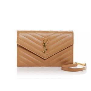 YSL Envelope Quilted Leather Chain Wallet